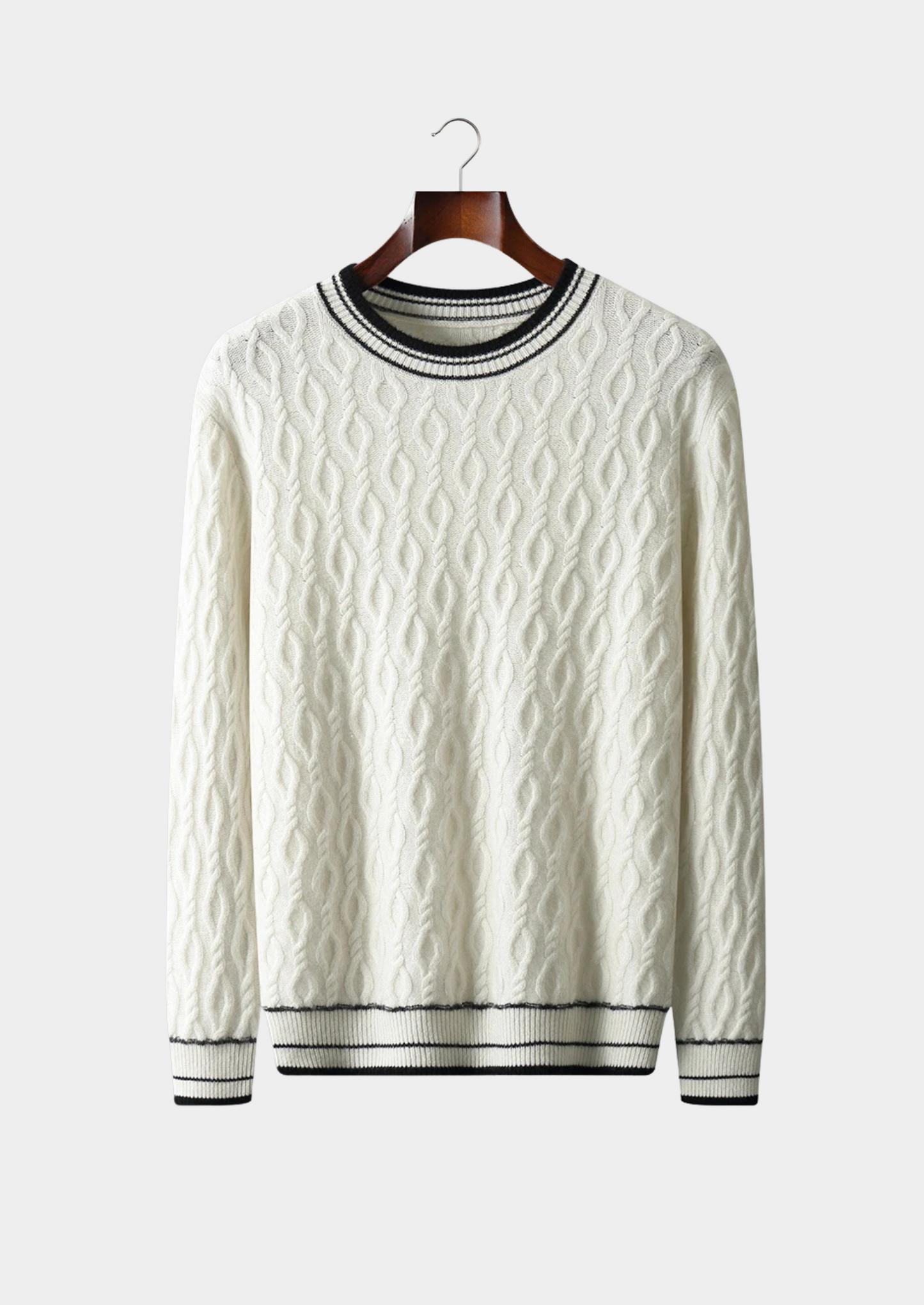 Pull-over texturé à col rond pour homme avec rayures contrastées
