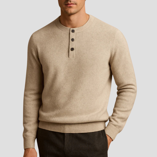 Pull Henley à trois boutons pour homme