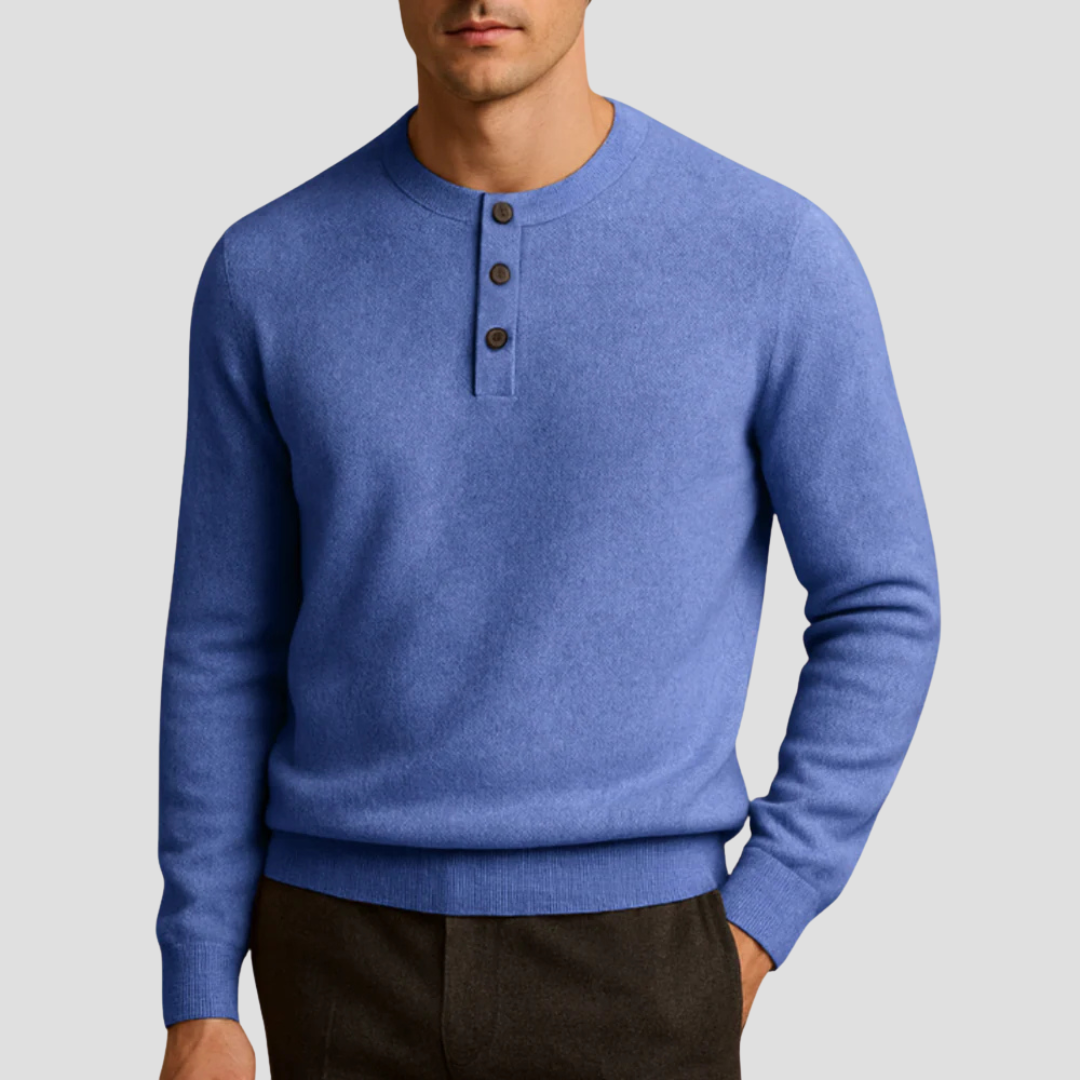 Pull Henley à trois boutons pour homme