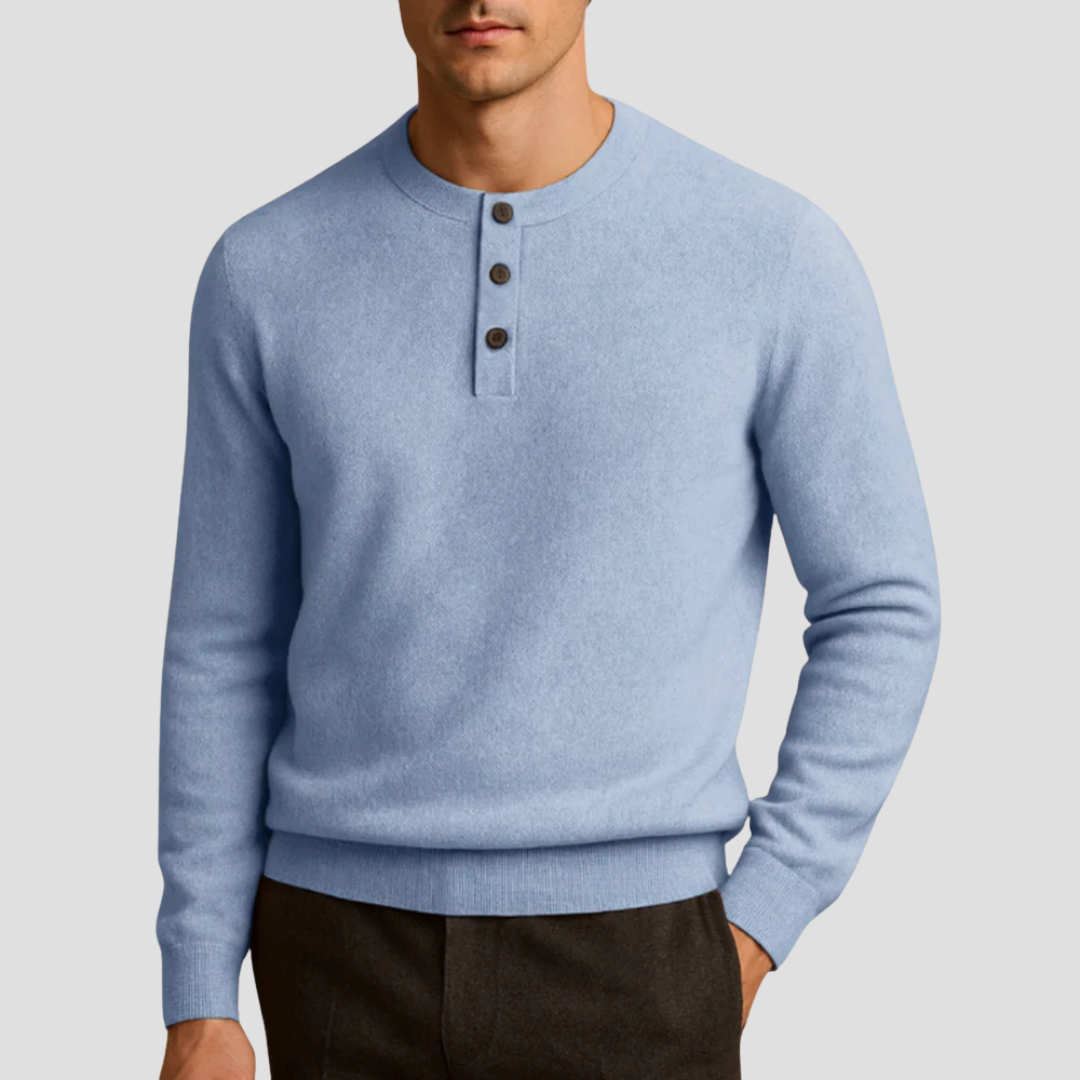 Pull Henley à trois boutons pour homme