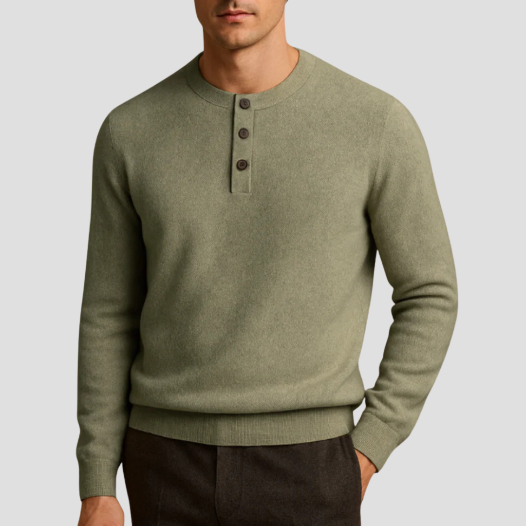 Pull Henley à trois boutons pour homme