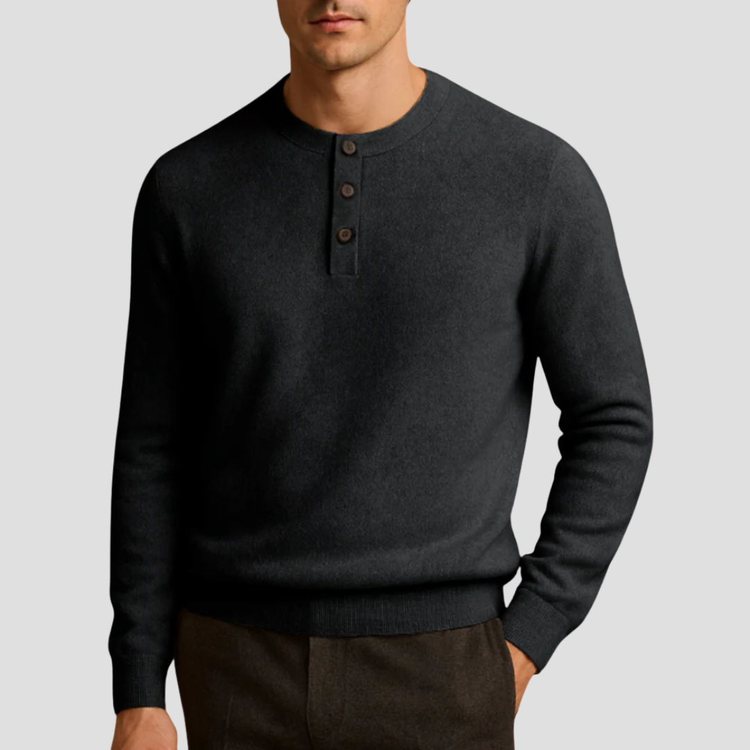 Pull Henley à trois boutons pour homme