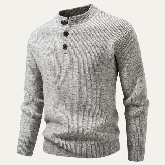 Pull Henley côtelé à col montant pour homme