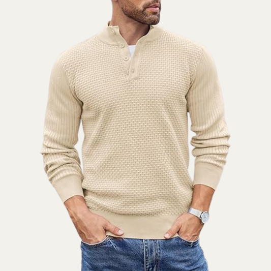 Pull Henley côtelé texturé pour homme
