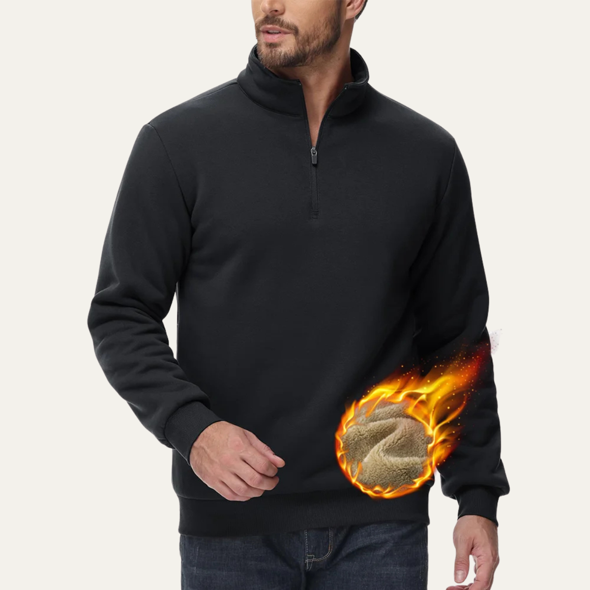 Pull à col montant côtelé coupe ajustée pour homme