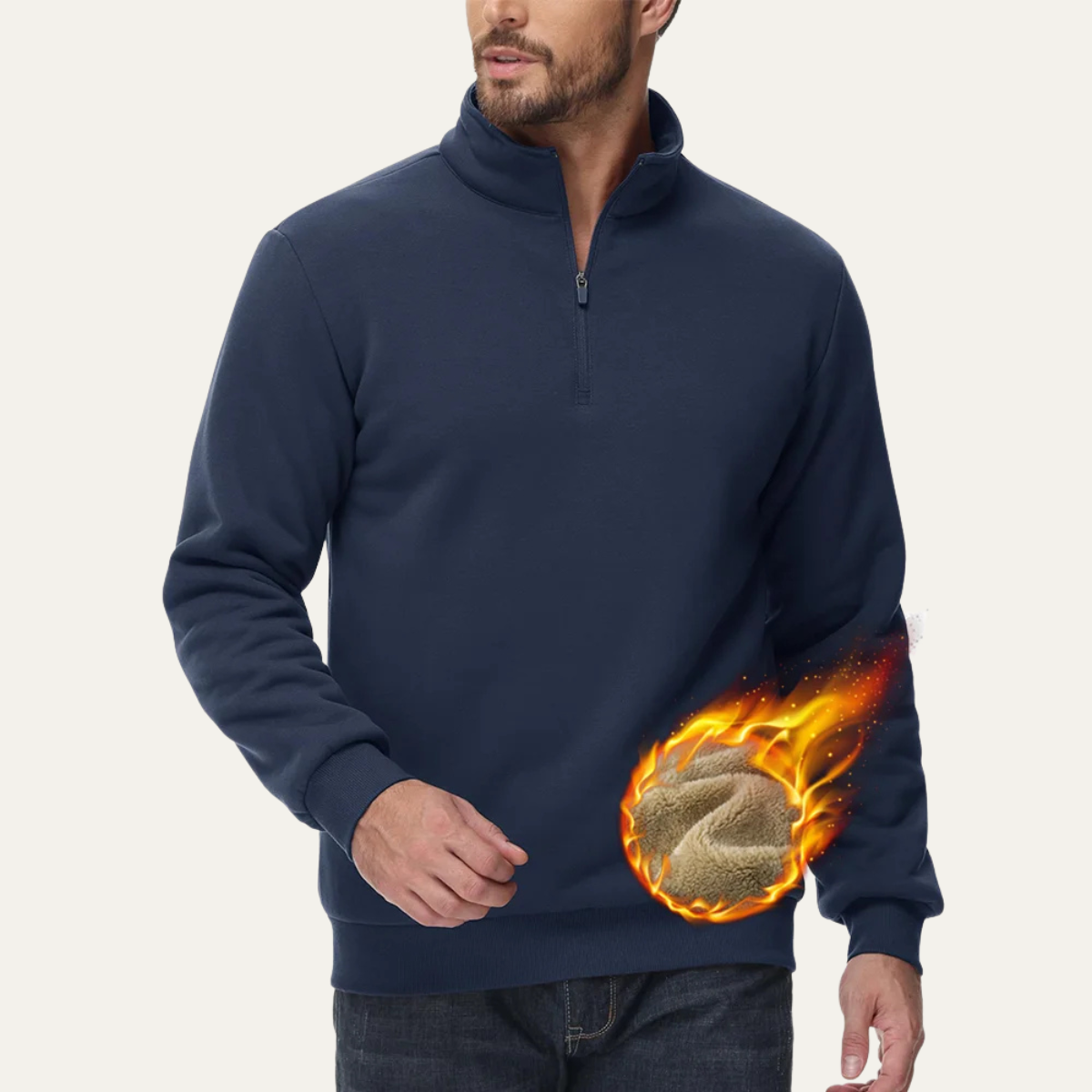 Pull à col montant côtelé coupe ajustée pour homme