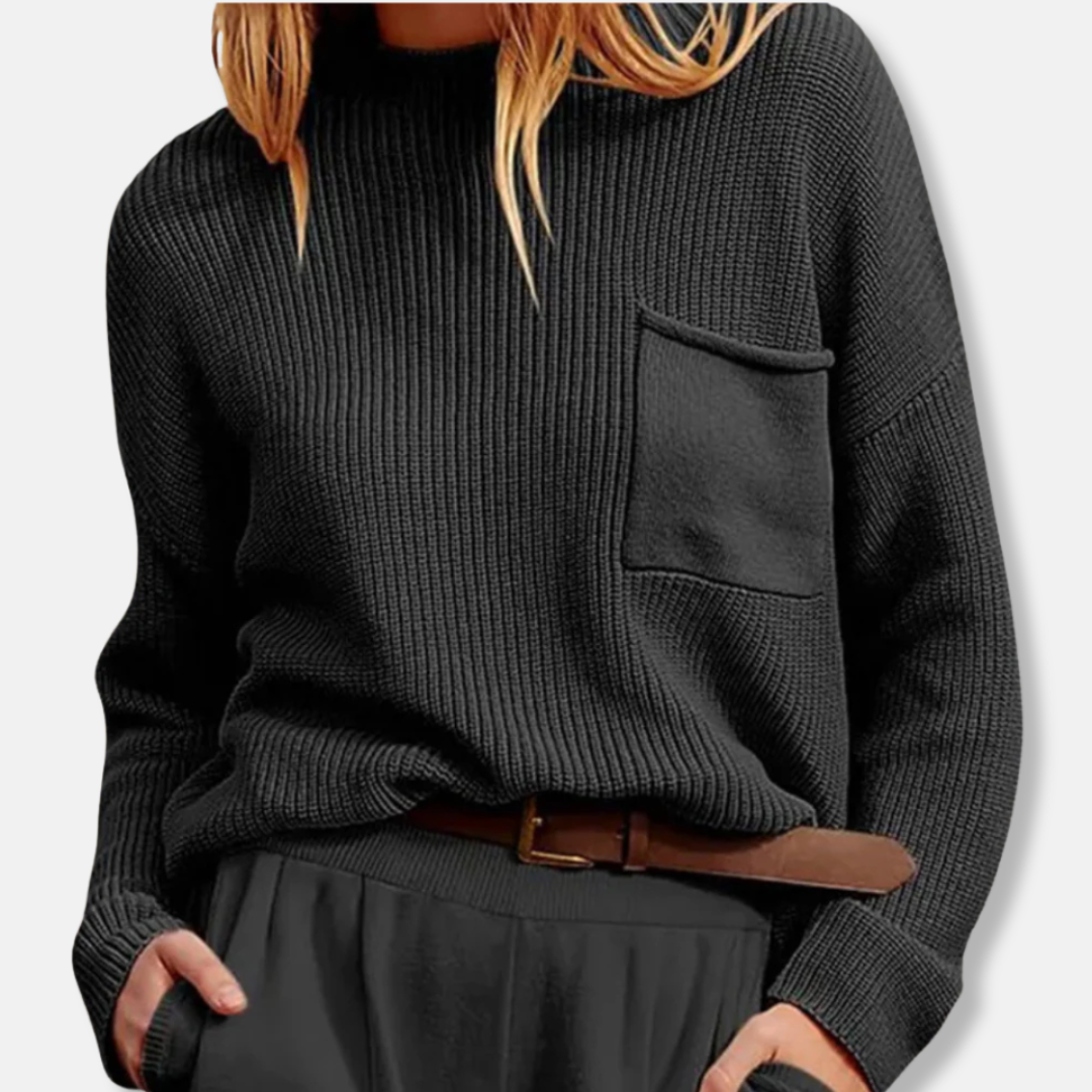 Pull à col montant côtelé pour femme