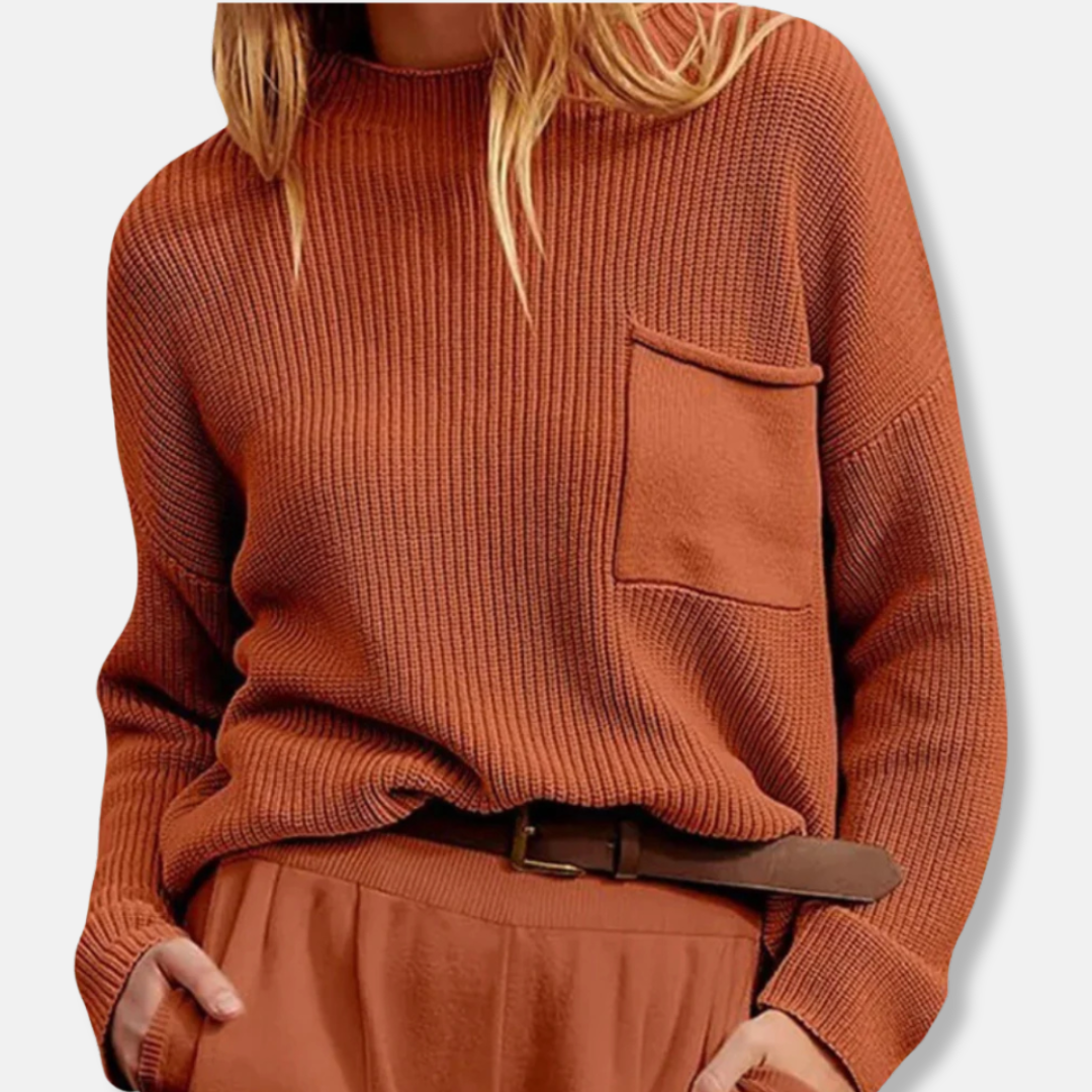 Pull à col montant côtelé pour femme