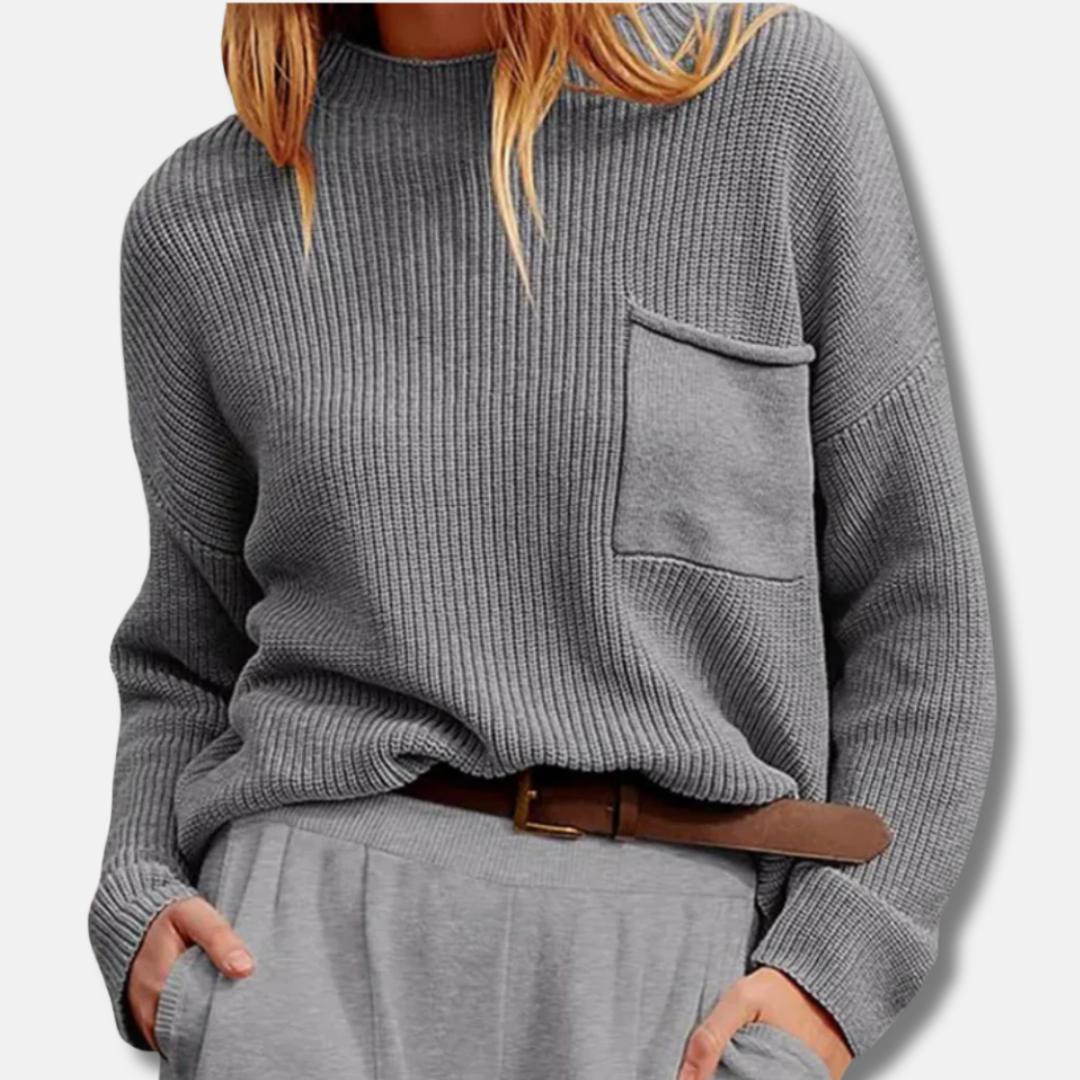 Pull à col montant côtelé pour femme