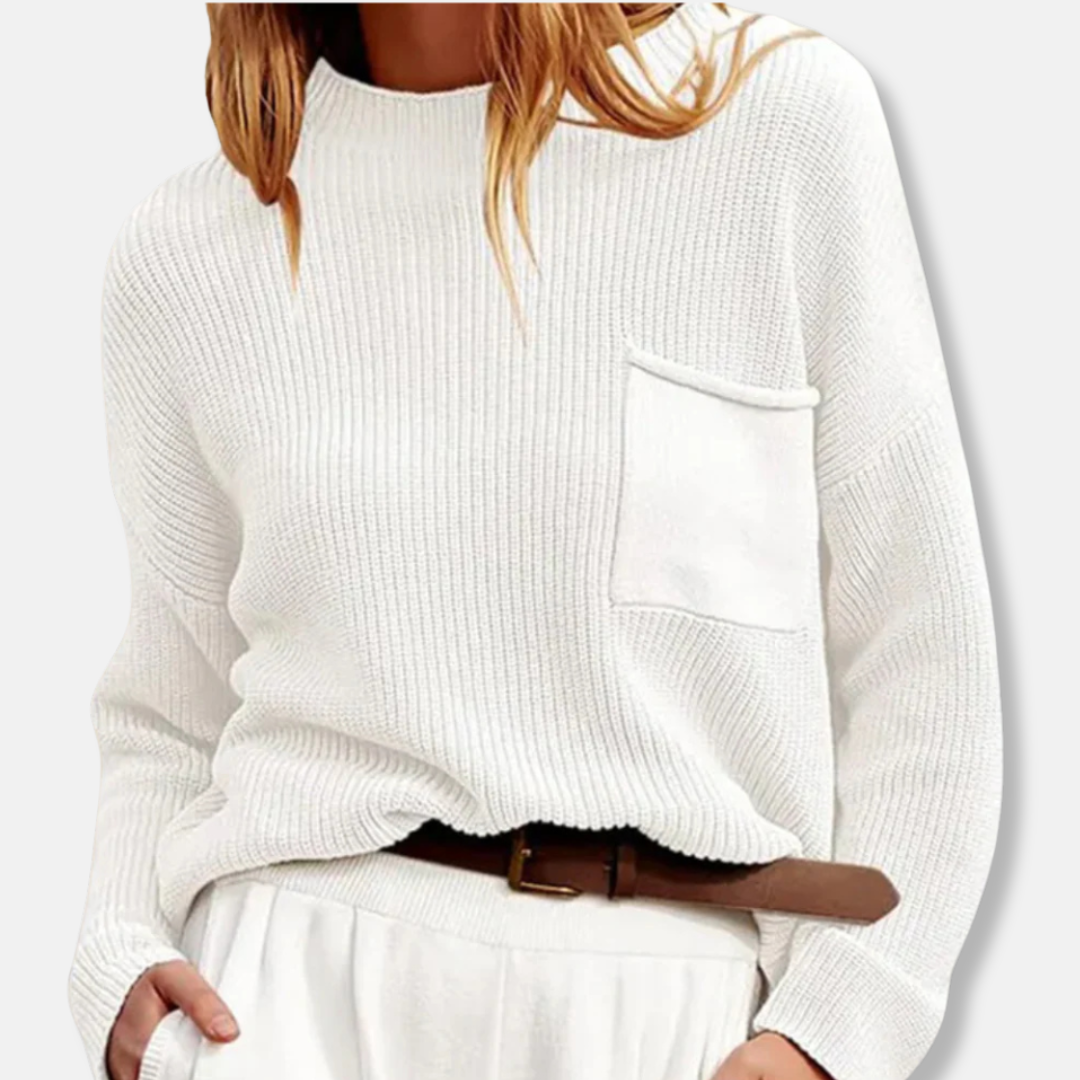 Pull à col montant côtelé pour femme