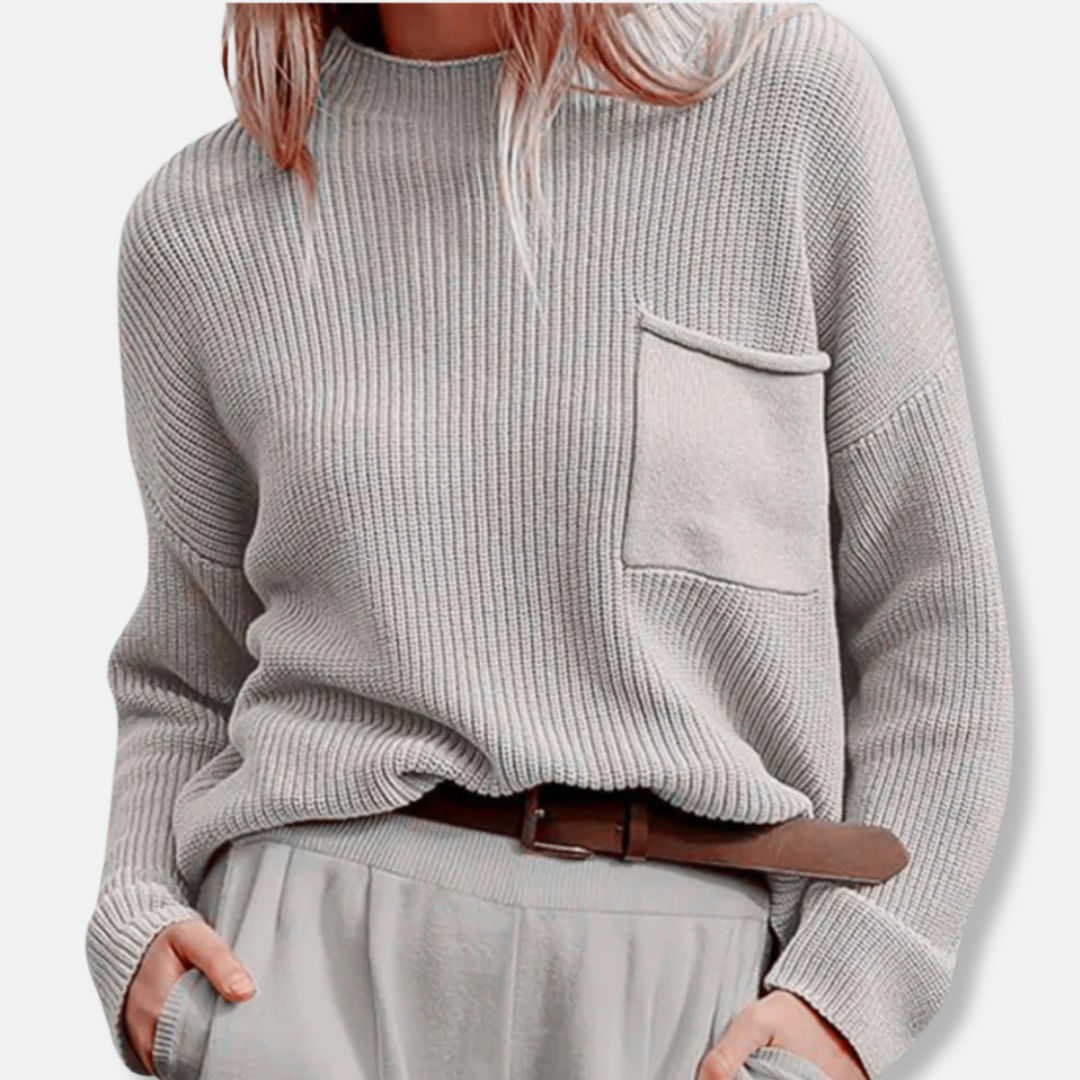 Pull à col montant côtelé pour femme
