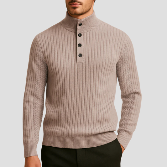 Pull à col montant côtelé pour homme