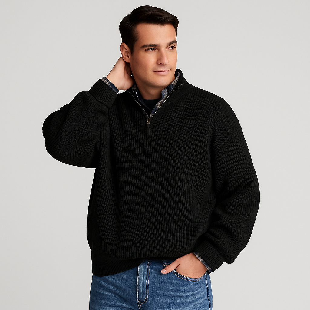 Pull à col montant côtelé pour homme