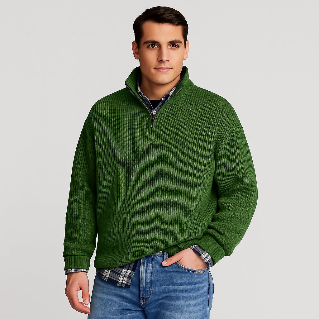 Pull à col montant côtelé pour homme