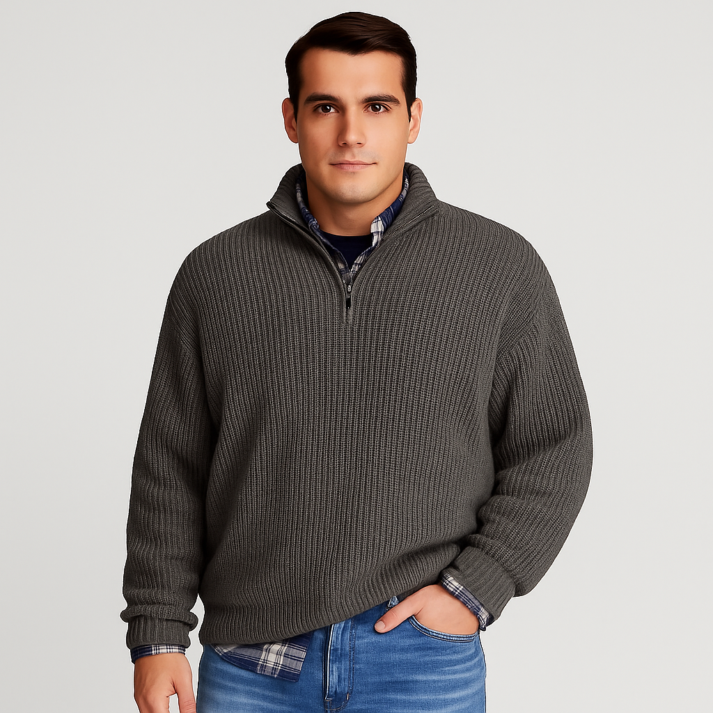 Pull à col montant côtelé pour homme