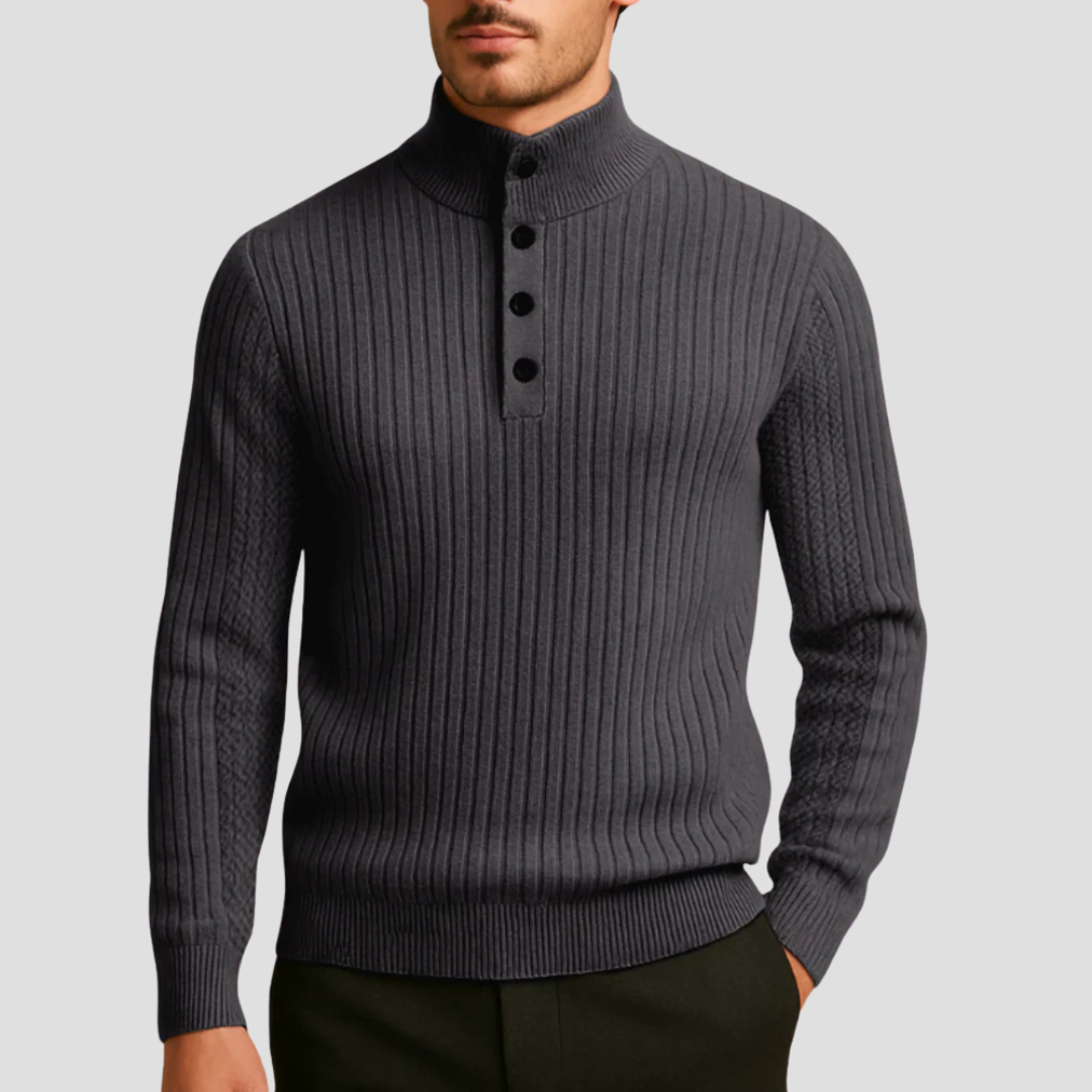 Pull à col montant côtelé pour homme