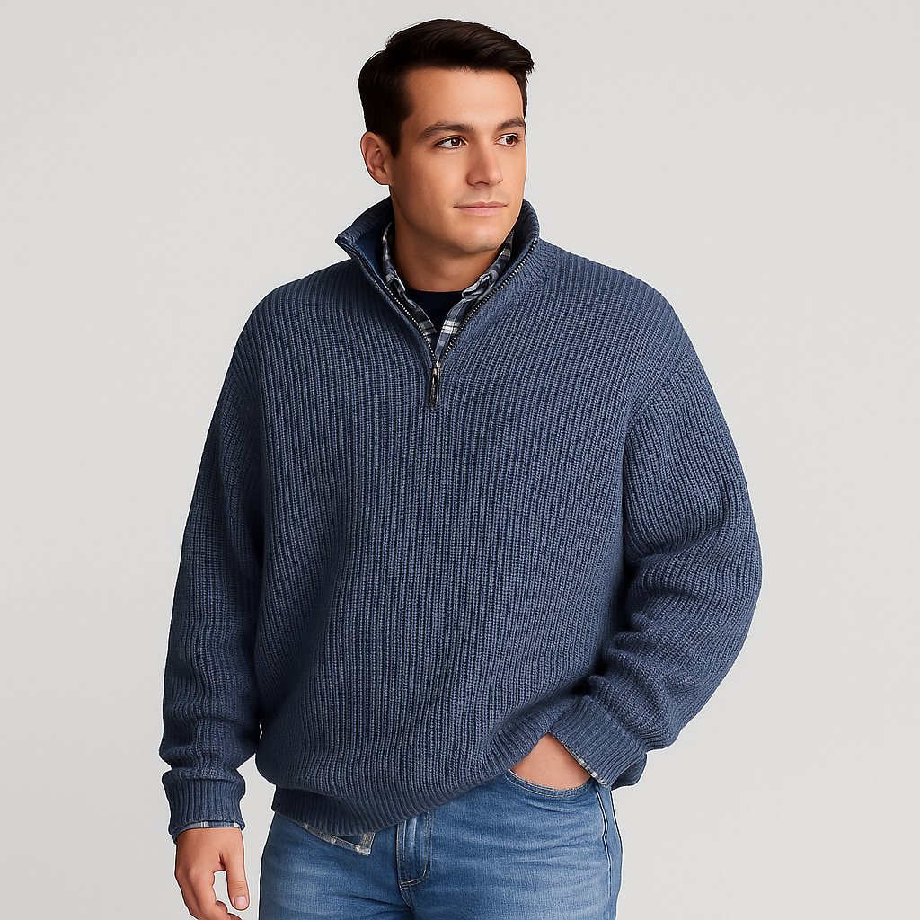 Pull à col montant côtelé pour homme