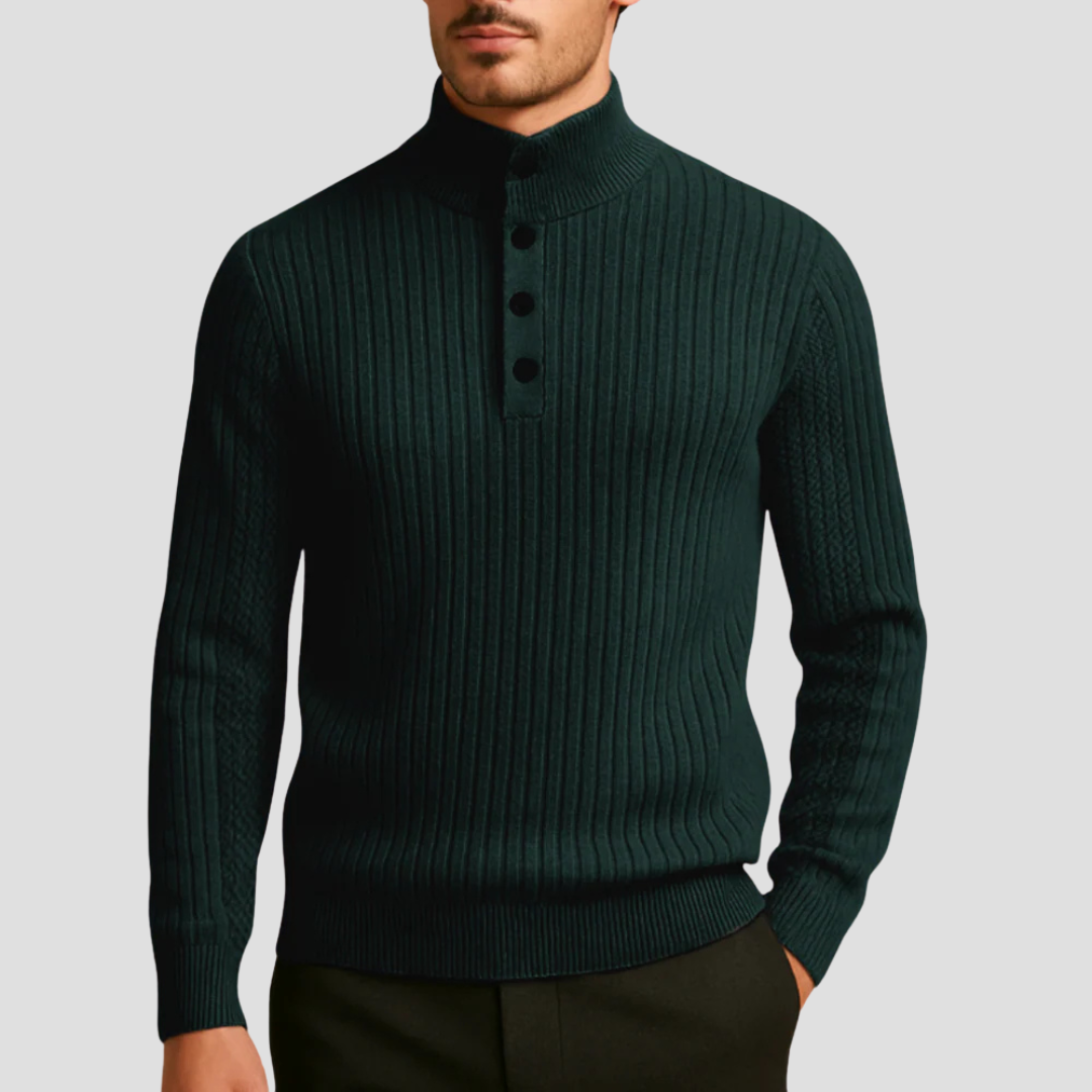 Pull à col montant côtelé pour homme