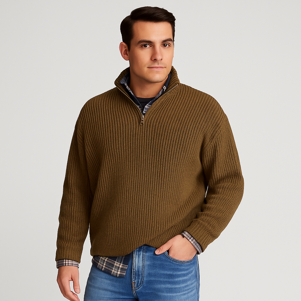 Pull à col montant côtelé pour homme