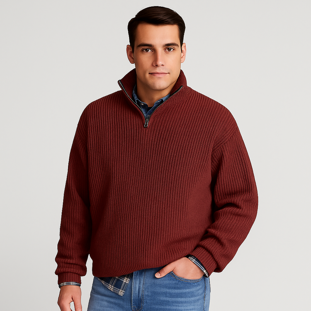 Pull à col montant côtelé pour homme