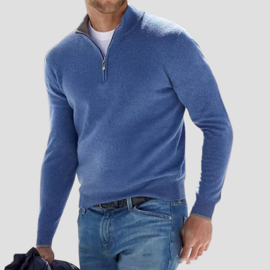 Pull à col montant zippé classique pour homme