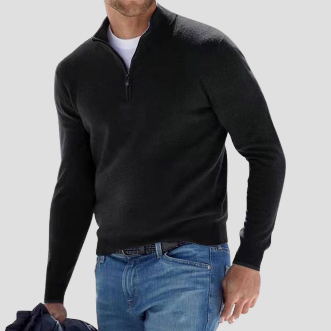 Pull à col montant zippé classique pour homme