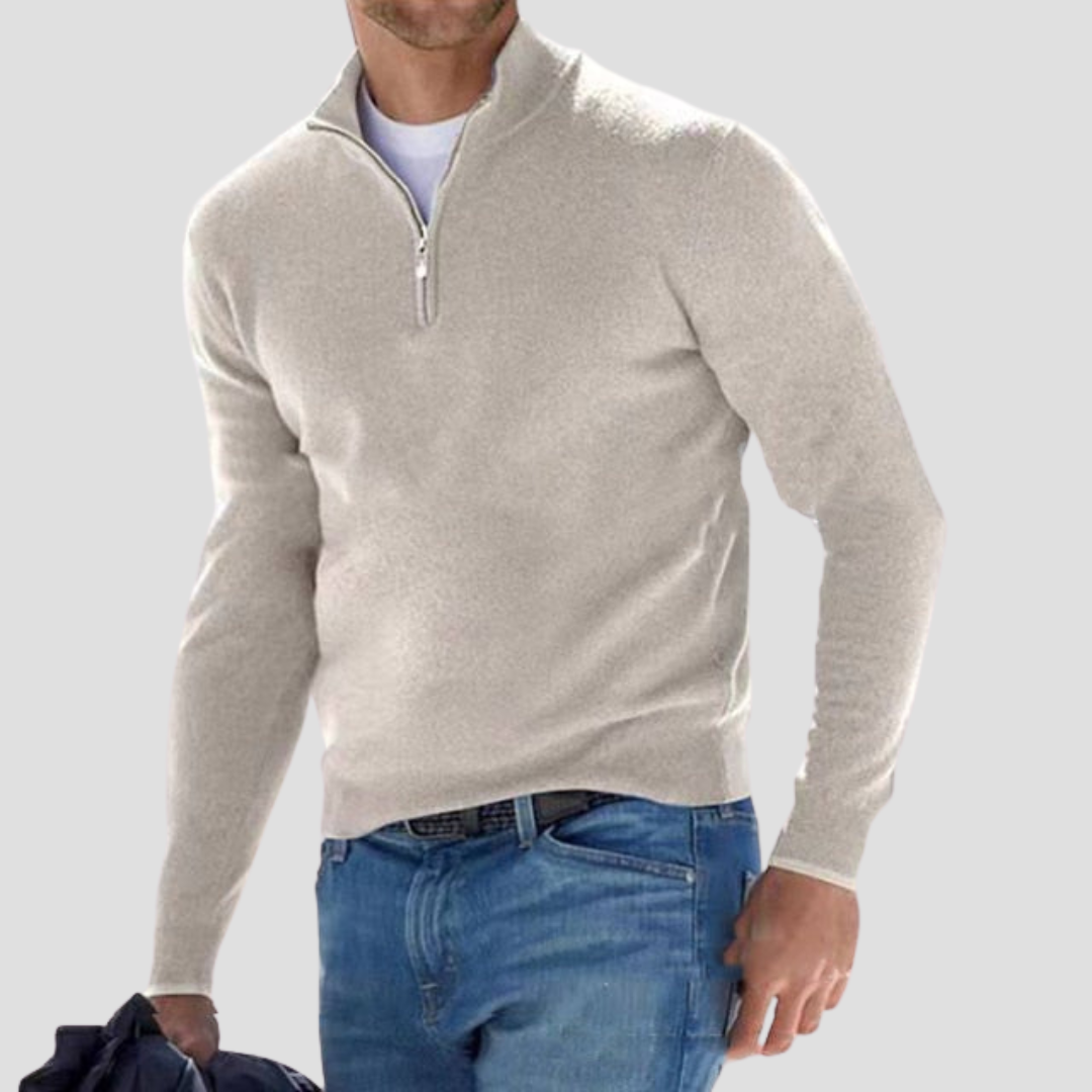 Pull à col montant zippé classique pour homme