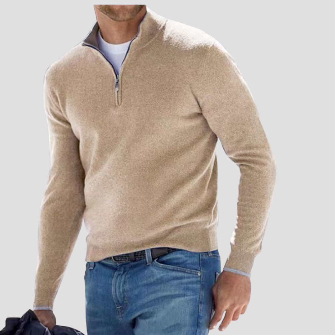 Pull à col montant zippé classique pour homme