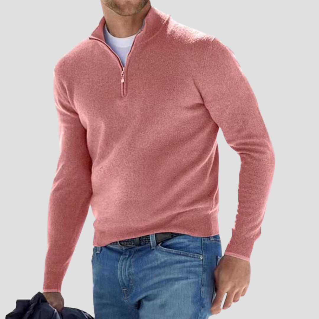 Pull à col montant zippé classique pour homme