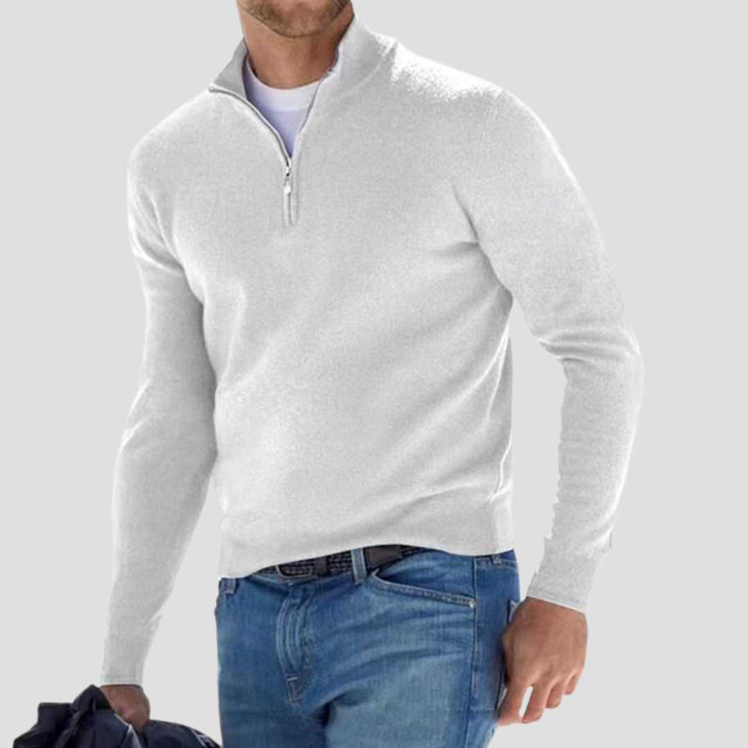 Pull à col montant zippé classique pour homme