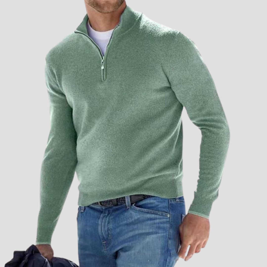 Pull à col montant zippé classique pour homme