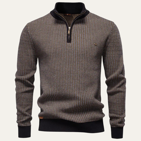 Pull à col montant zippé pour homme