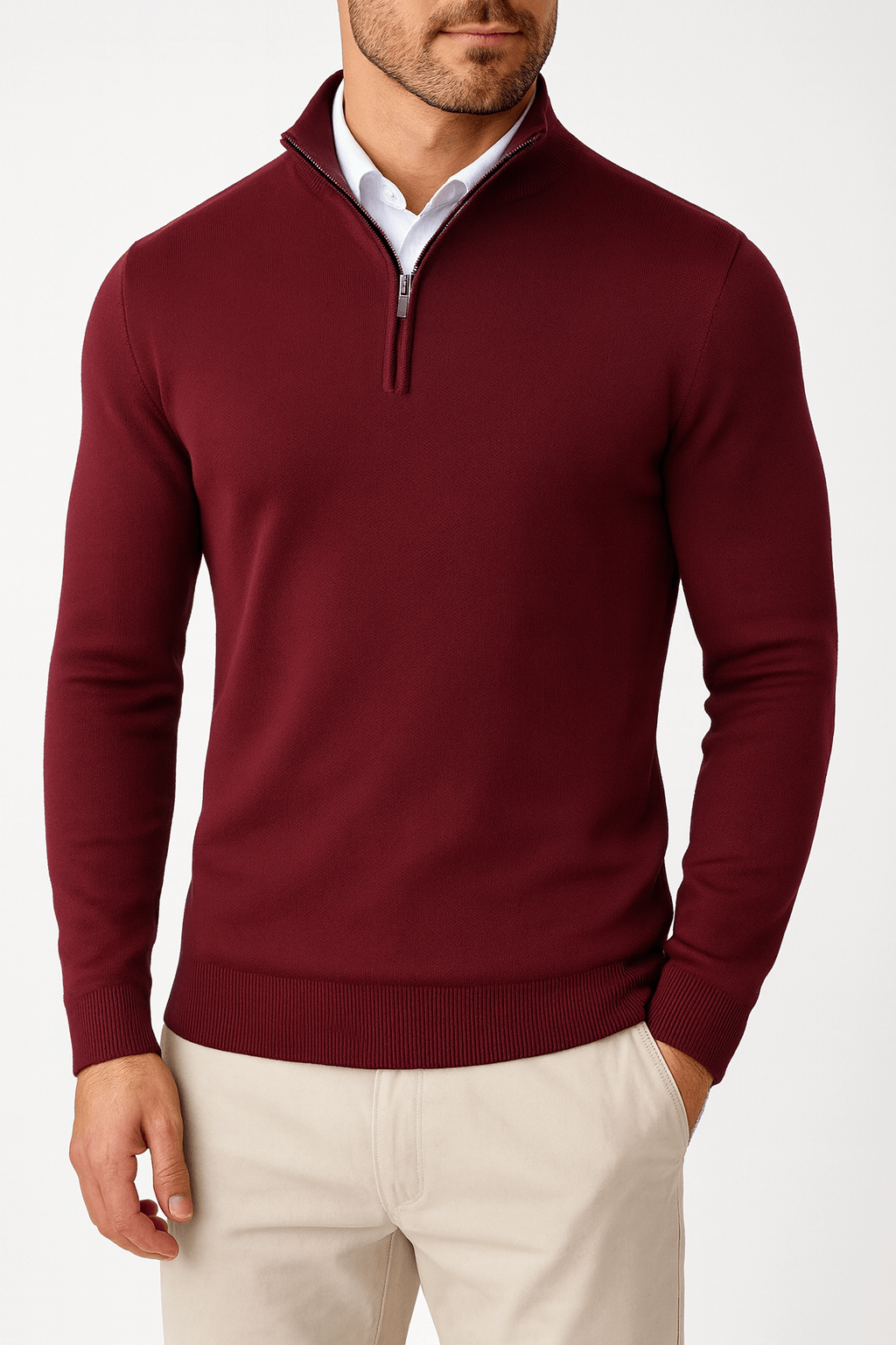 Pull à col montant zippé pour homme