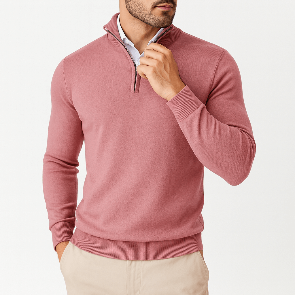 Pull à col montant zippé pour homme