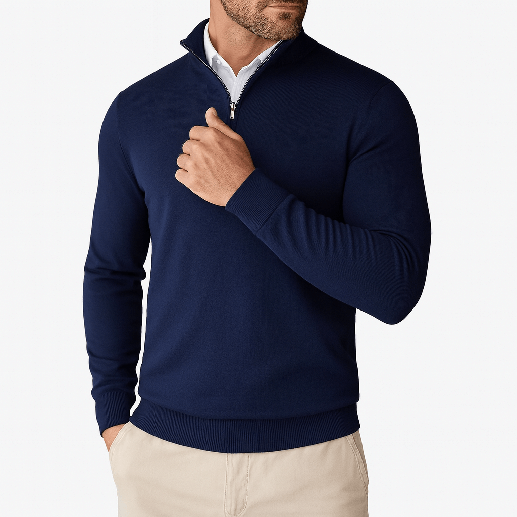Pull à col montant zippé pour homme