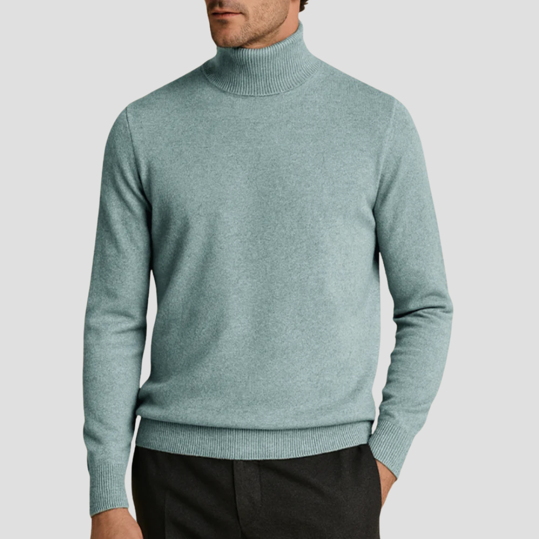 Pull à col roulé ajusté classique pour homme