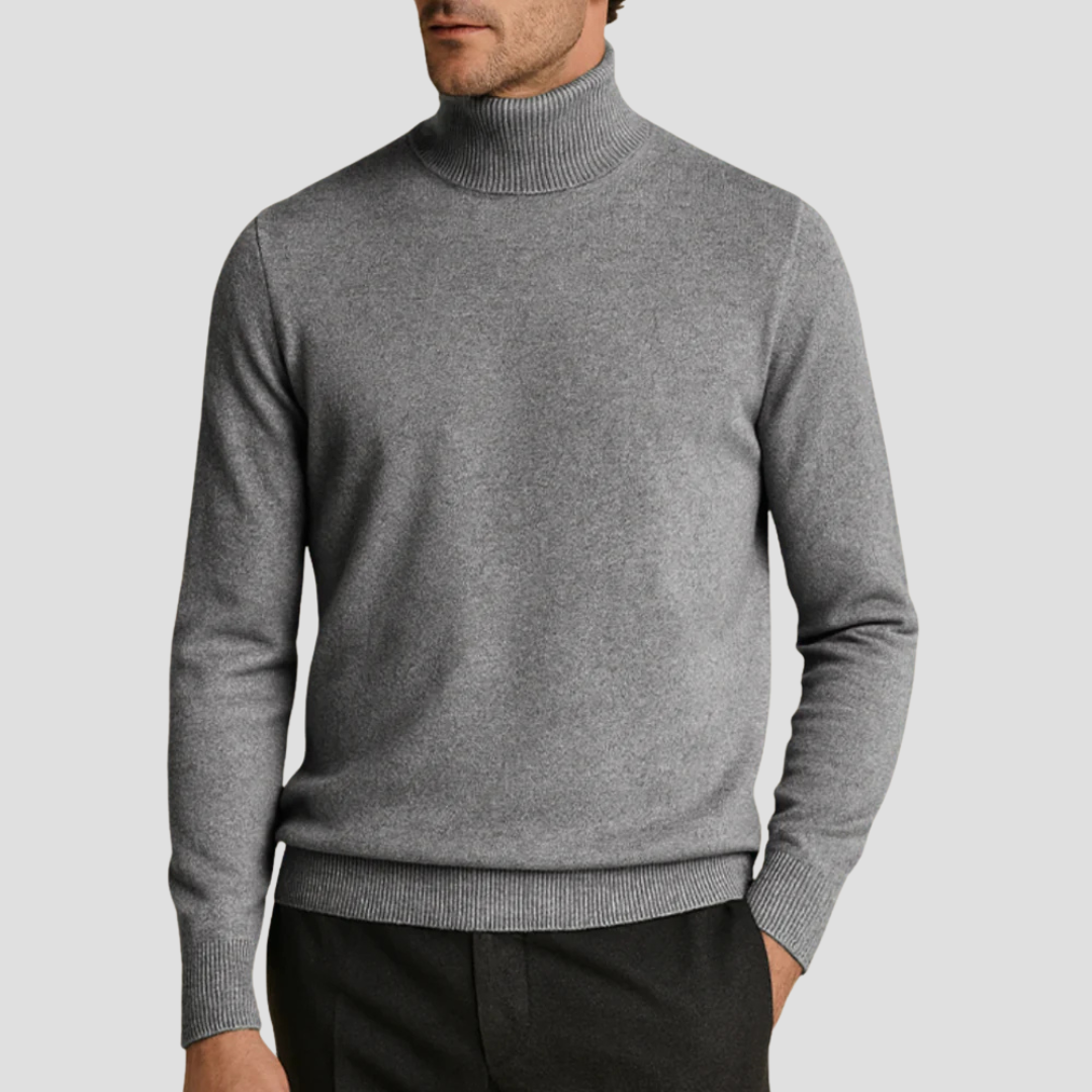 Pull à col roulé ajusté classique pour homme