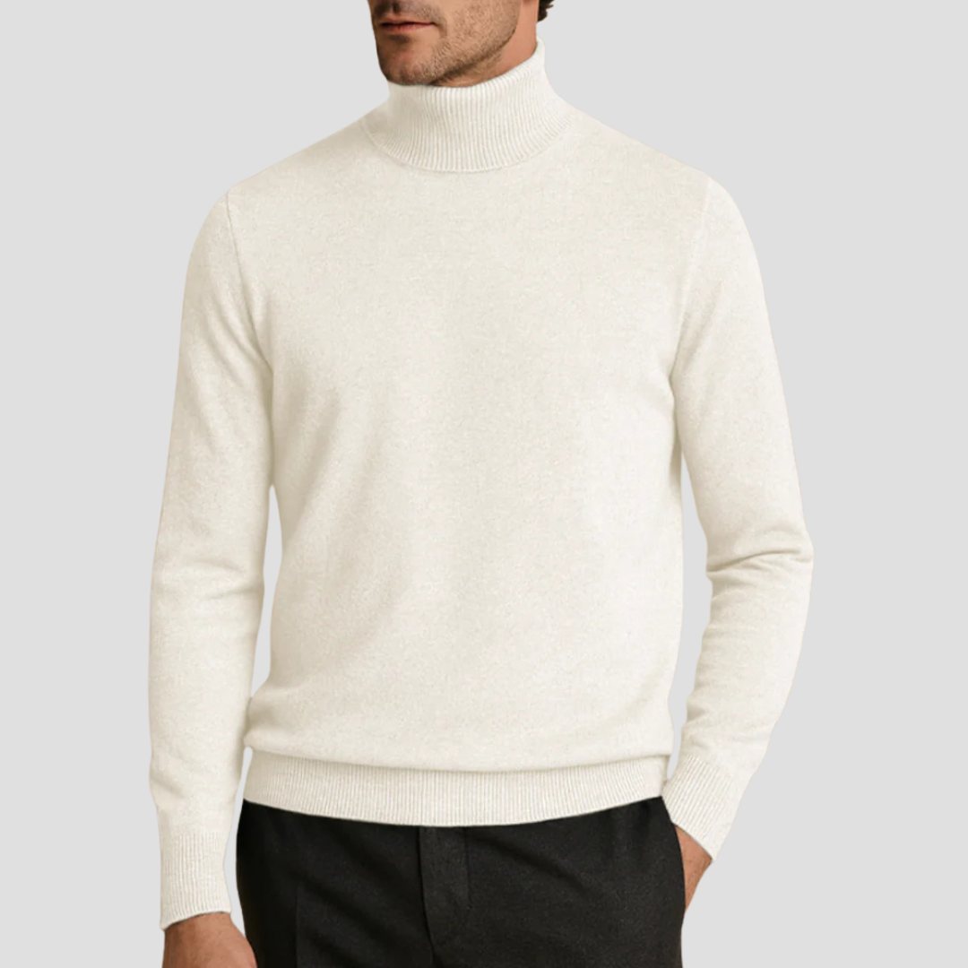 Pull à col roulé ajusté classique pour homme