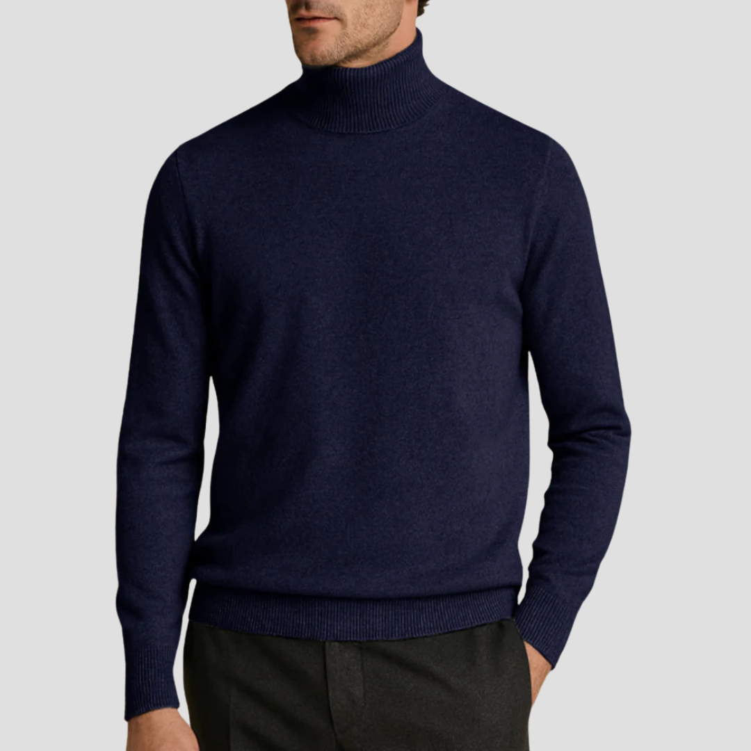 Pull à col roulé ajusté classique pour homme