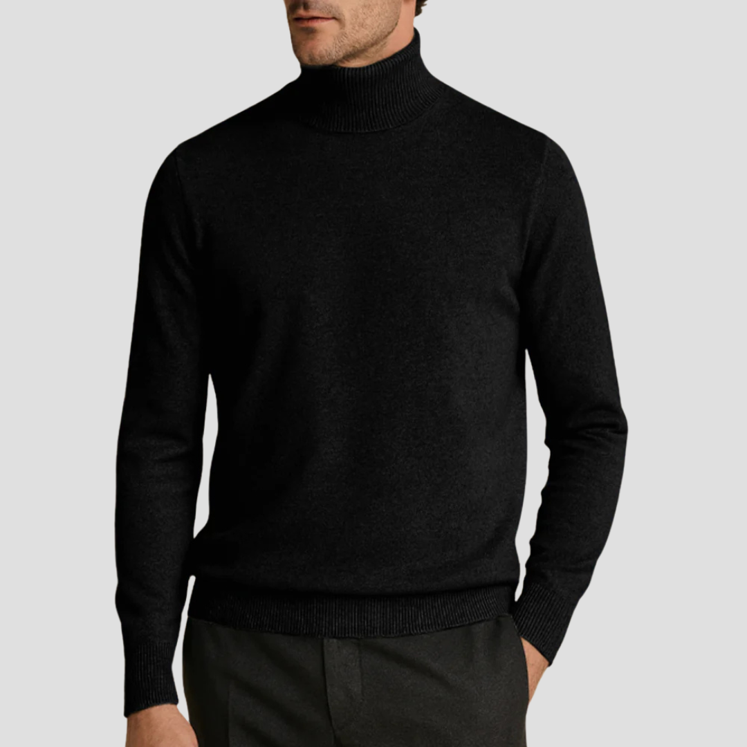 Pull à col roulé ajusté classique pour homme