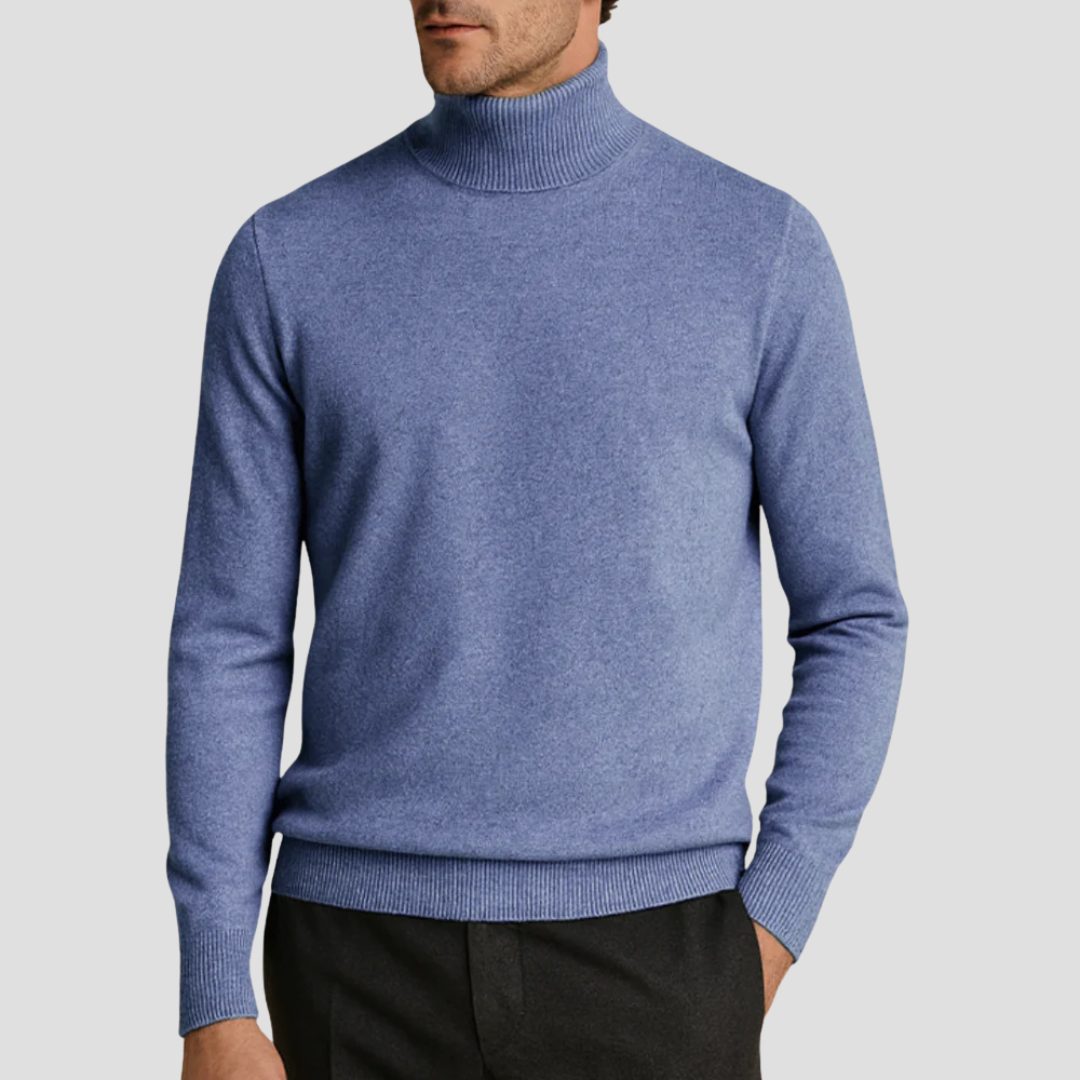 Pull à col roulé ajusté classique pour homme