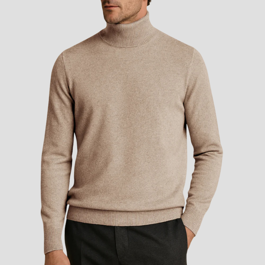 Pull à col roulé ajusté classique pour homme