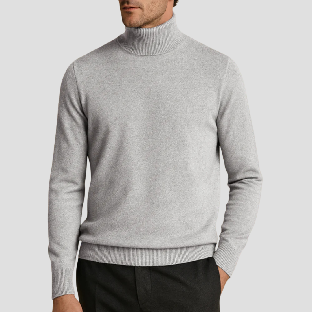 Pull à col roulé ajusté classique pour homme