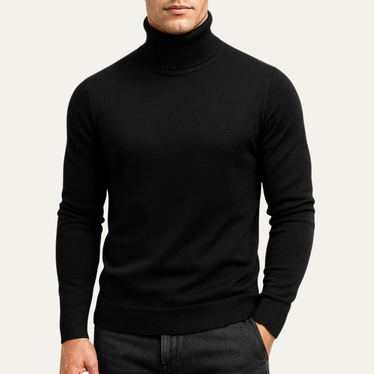 Pull à col roulé classique pour homme