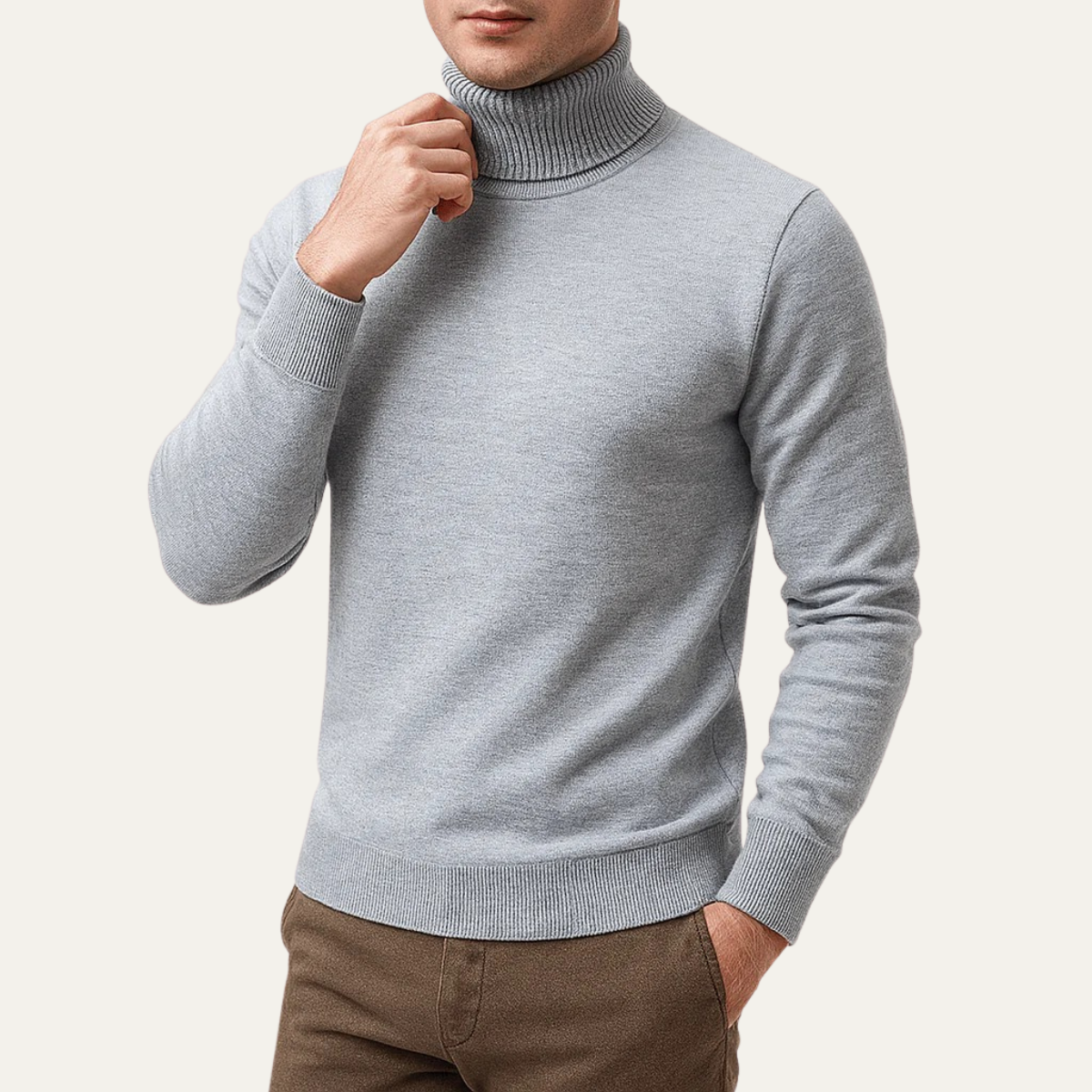 Pull à col roulé classique pour homme