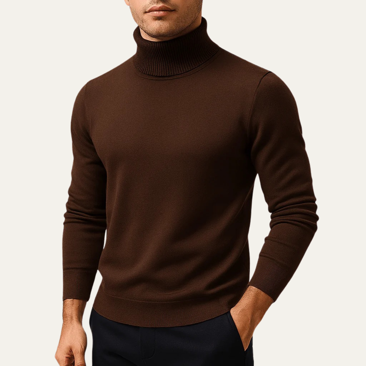 Pull à col roulé classique pour homme