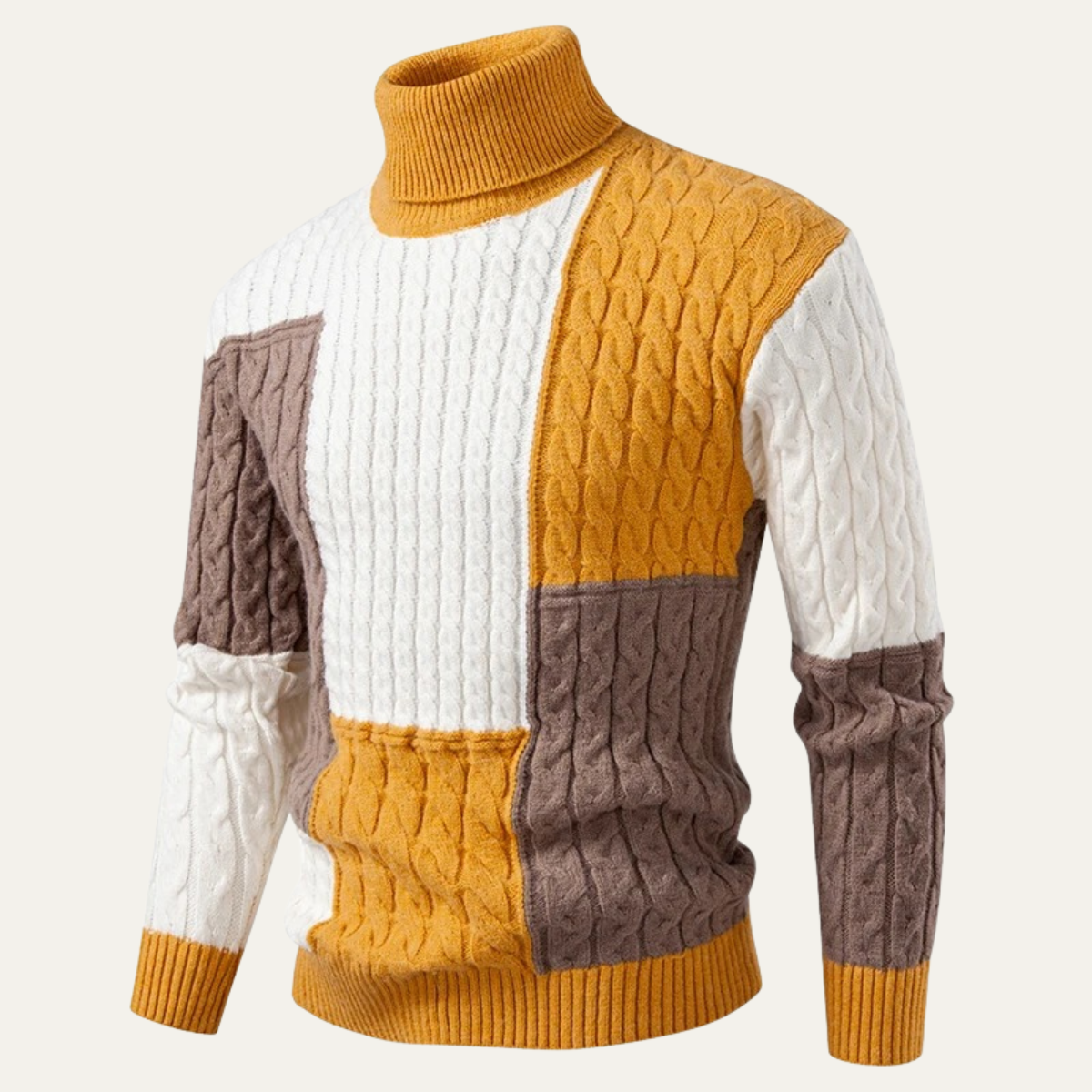 Pull à col roulé color-block pour homme