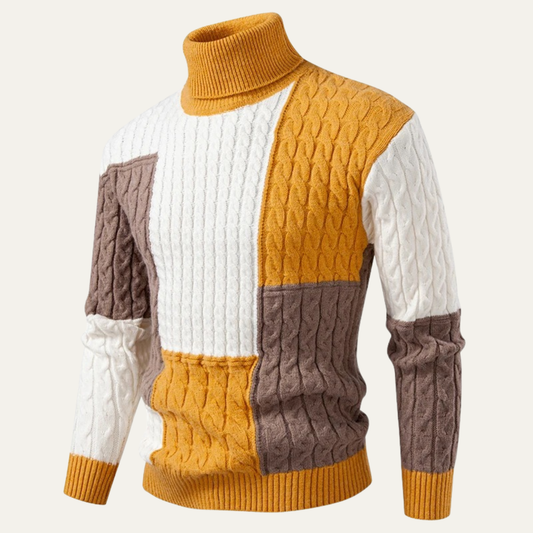 Pull à col roulé color-block pour homme