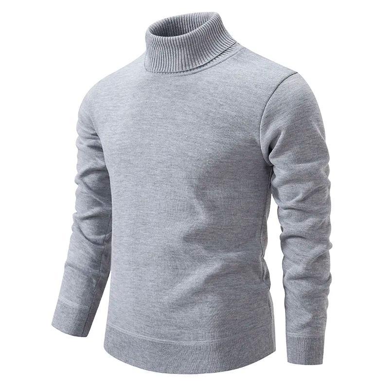 Pull à col roulé côtelé chaud pour homme