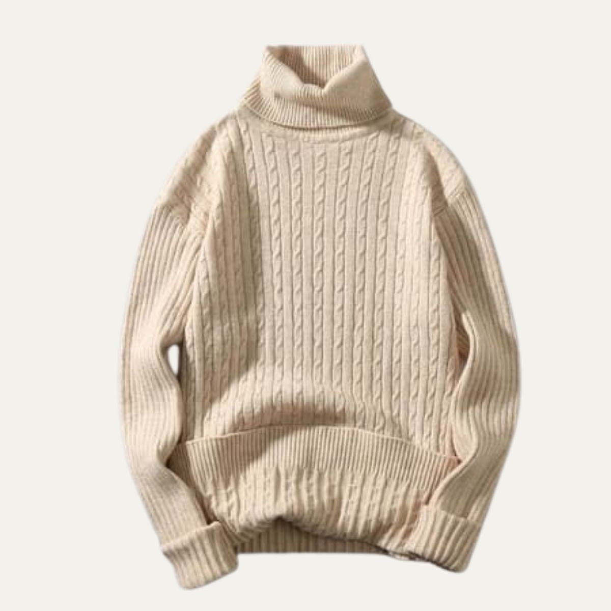 Pull à col roulé côtelé doux et élastique pour homme